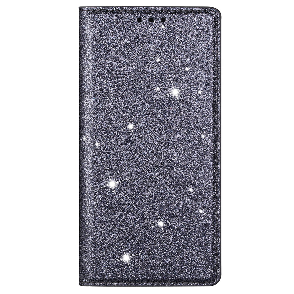 iPhone 16 Pro hoesje - Bookcase - Pasjeshouder - Portemonnee - Glitter - TPU - Grijs afbeelding
