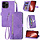 iPhone 16 hoesje - Bookcase - Koord - Pasjeshouder - Portemonnee - Bloemenpatroon - Kunstleer - Paars