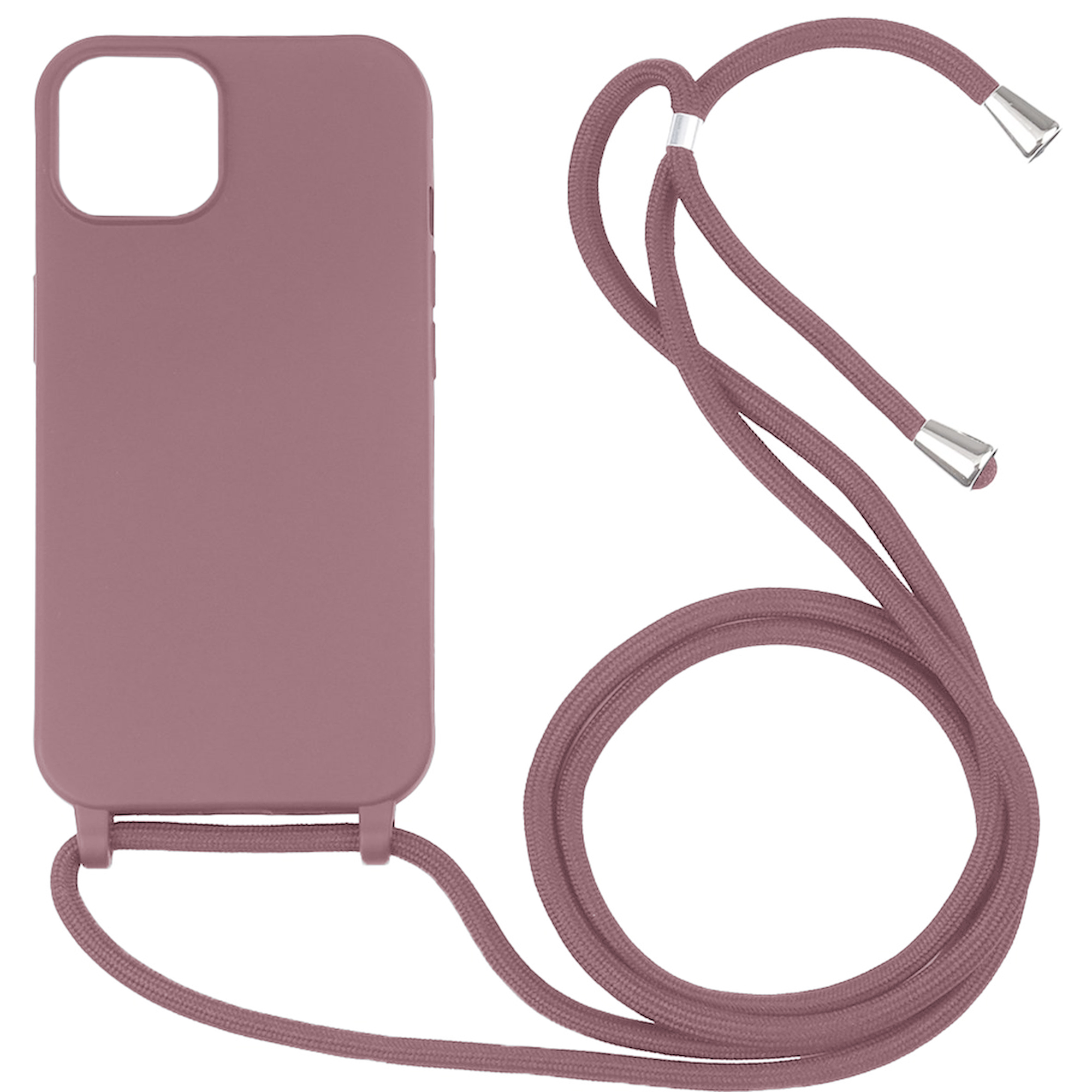iPhone 16 Plus hoesje - Backcover - Koord - Softcase - Flexibel - TPU - Oudroze afbeelding
