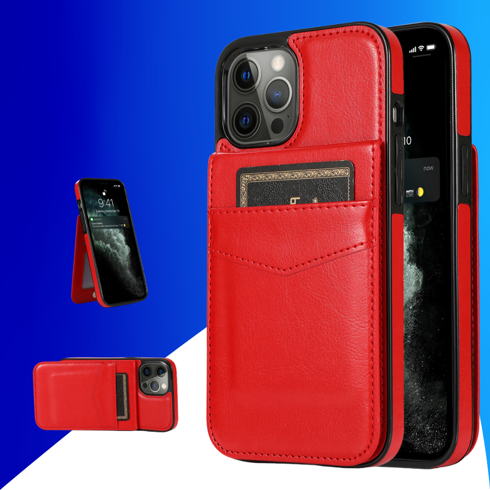JVS Products iPhone 16 Pro Max hoesje - Backcover - Pasjeshouder - Portemonnee - Kunstleer - Rood