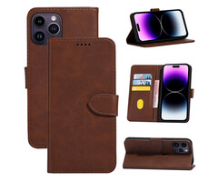 JVS Products iPhone 16 Pro hoesje - Bookcase - Pasjeshouder - Portemonnee - Kunstleer - Bruin