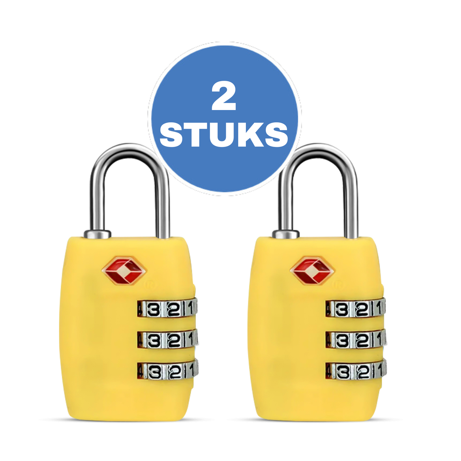 Kofferslot - 2 stuks - Hangslot - Cijferslot - 3 Cijfers - TSA Gecertificeerd - Geel afbeelding