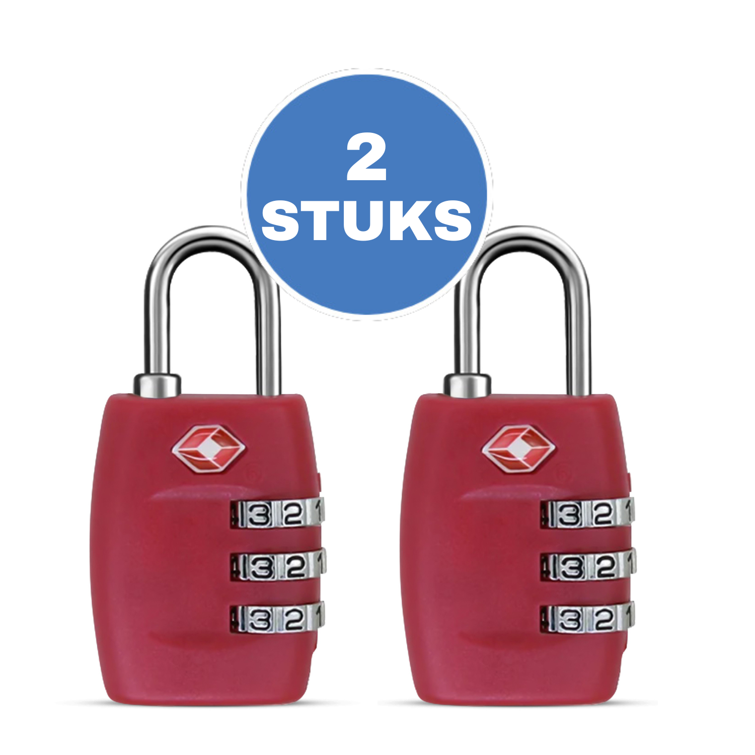 Kofferslot - 2 stuks - Hangslot - Cijferslot - 3 Cijfers - TSA Gecertificeerd - Donkerroze afbeelding
