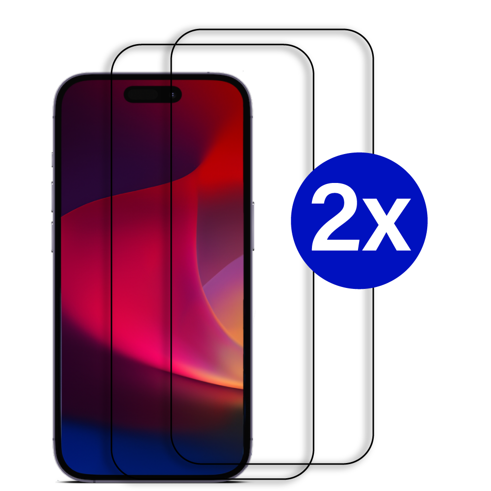 JVS Products Double Pack - Screenprotector geschikt voor iPhone 16 Pro Max - Premium - Volledig bedekt - Edge to edge - Tempered Glass - Beschermglas - Glas - 2x Screenprotector - Transparant