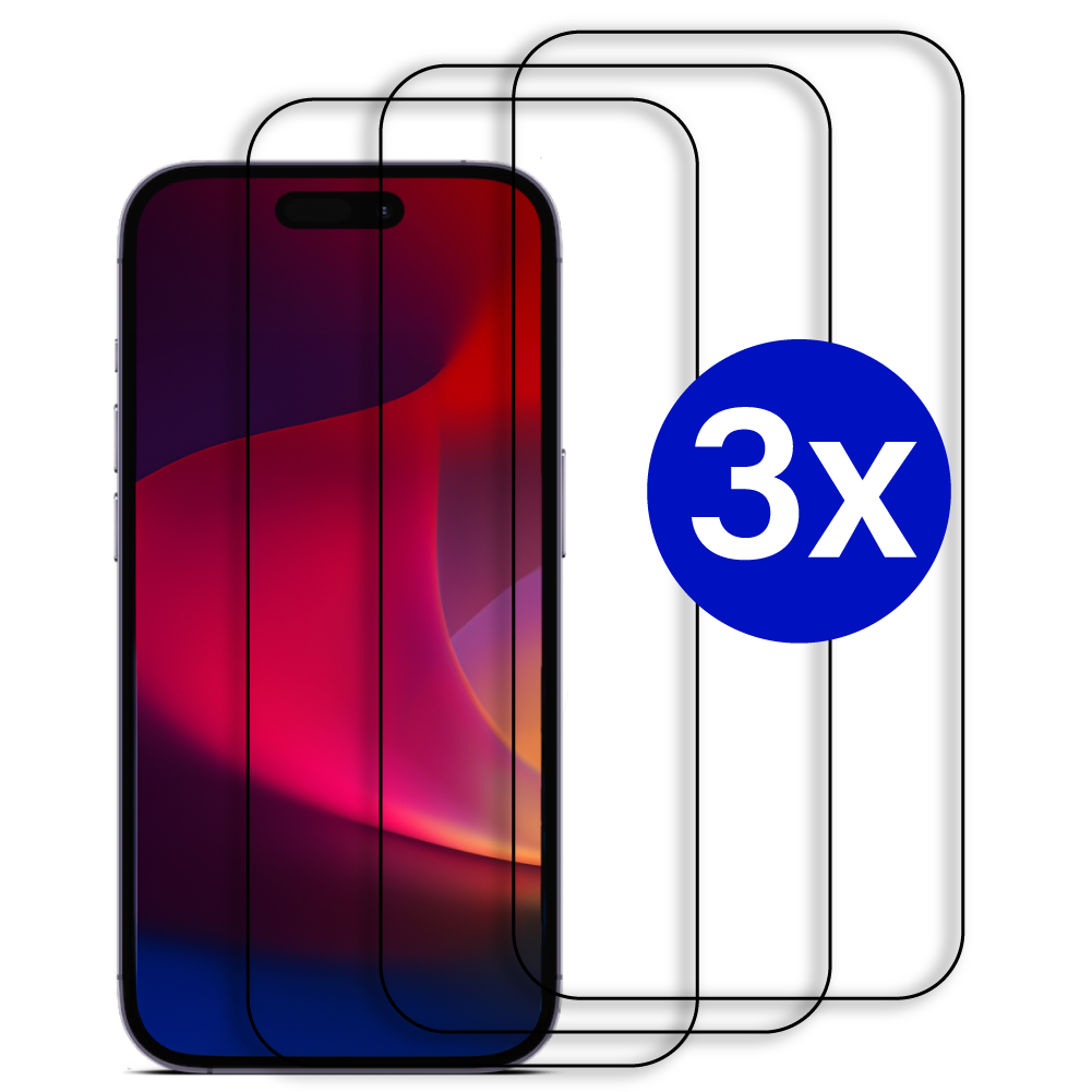 Triple Pack - Screenprotector geschikt voor iPhone 16 Pro Max - Premium - Volledig bedekt - Edge to edge - Tempered Glass - Beschermglas - Glas - 3x Screenprotector - Transparant afbeelding