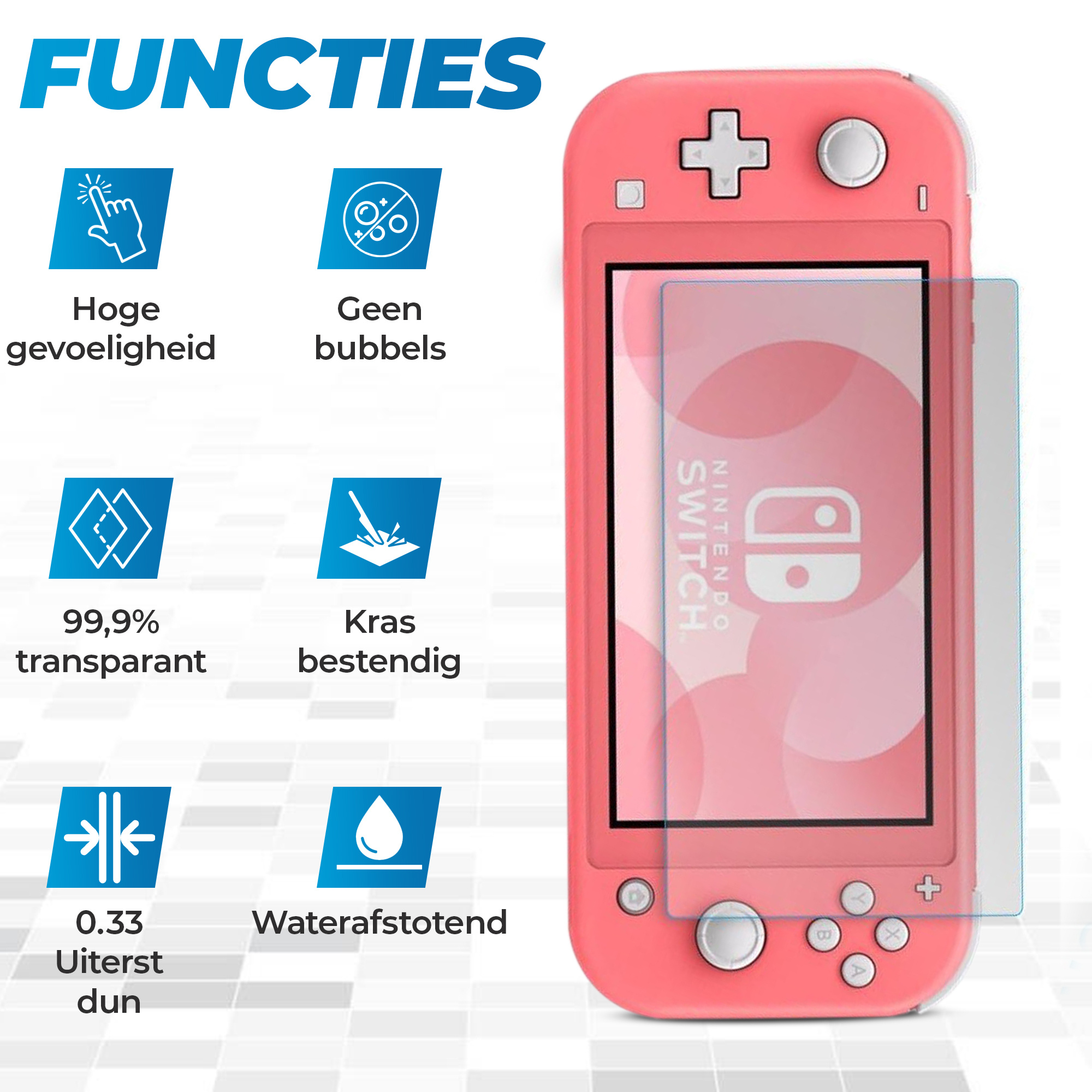 JVS Products 2 Stuks - Tempered Glass Screenprotector Protection Kit geschikt voor de Nintendo Switch Lite - Screen Protector Set - Dual Pack