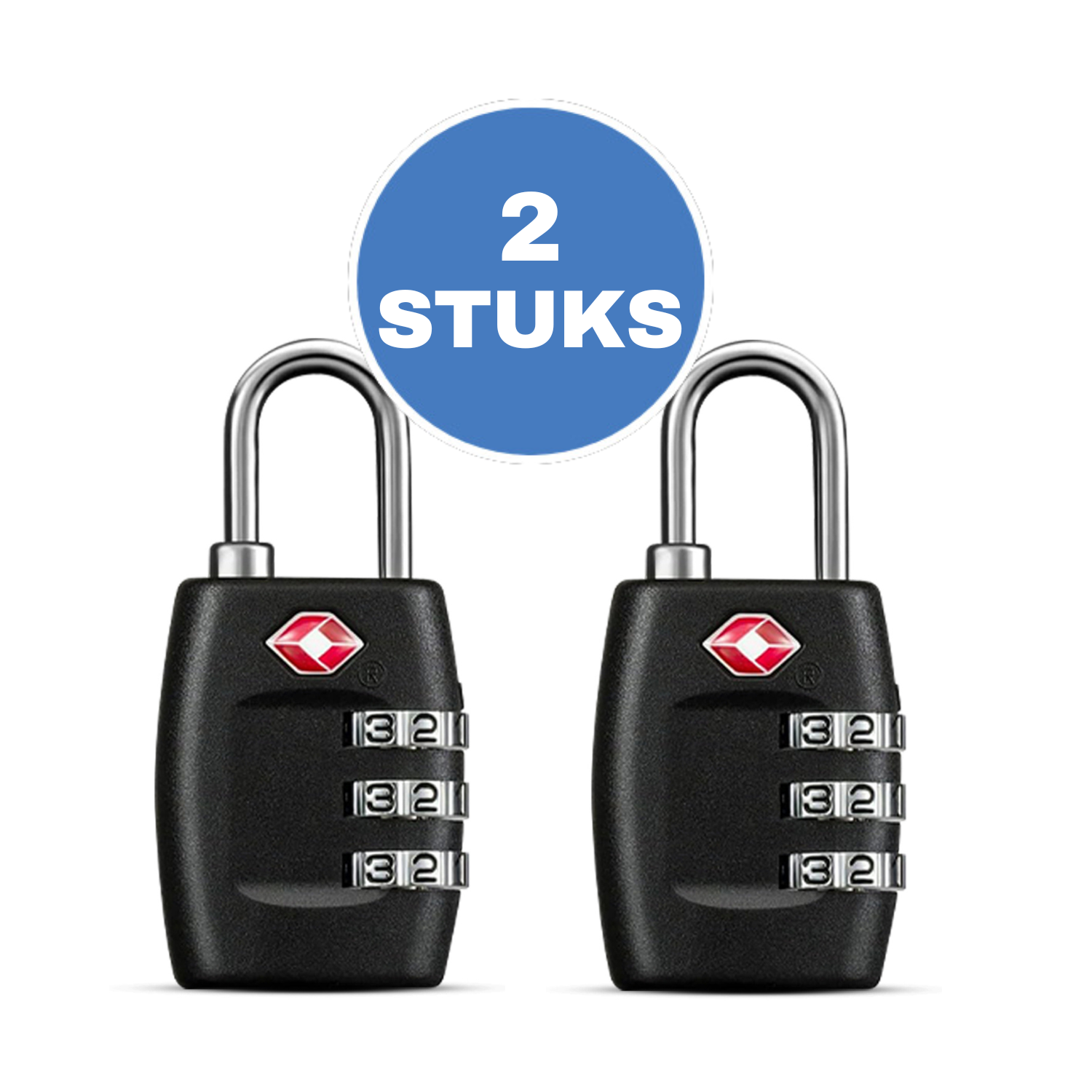 Kofferslot - 2 stuks - Hangslot - Cijferslot - 3 Cijfers - TSA Gecertificeerd - Zwart afbeelding