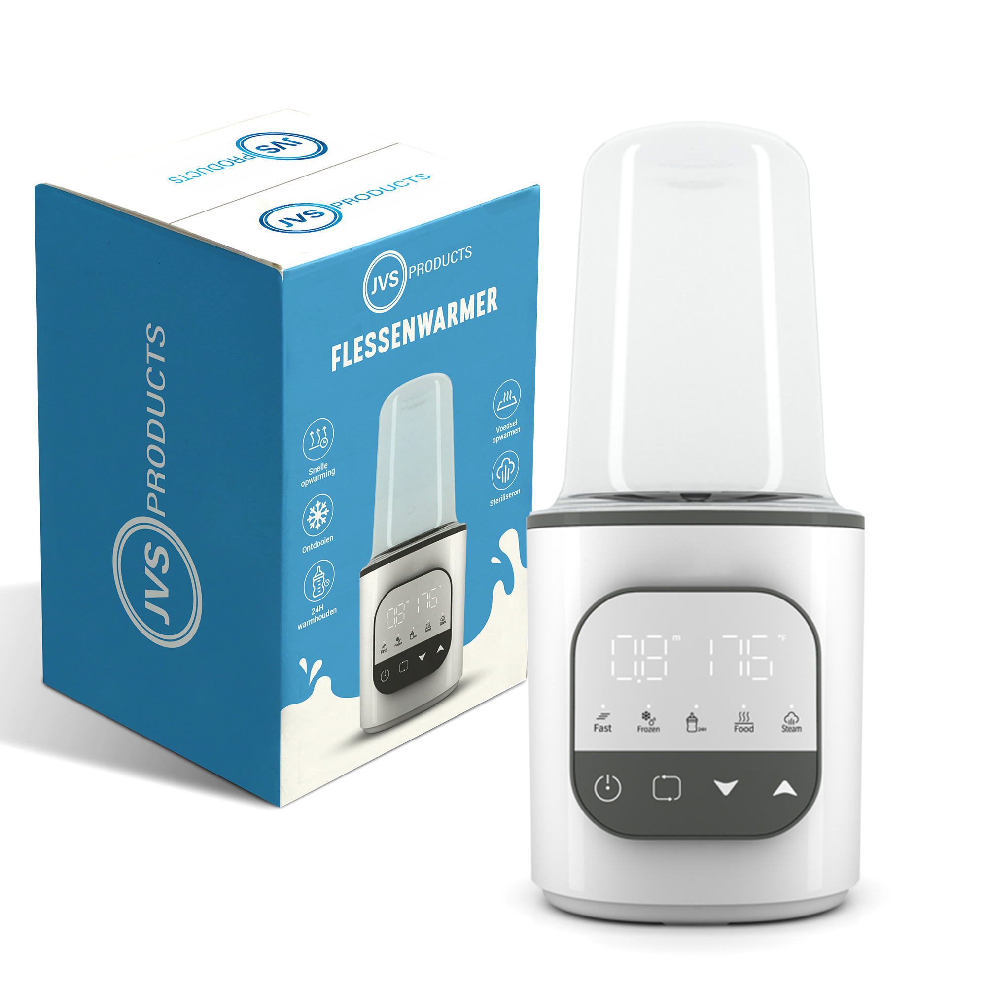 Flessenwarmer - Baby melk opwarmer - Fleswarmer - Warmhouden, ontdooien en steriliseren - Snel warm - Geschikt voor alle babyflessen - Wit afbeelding