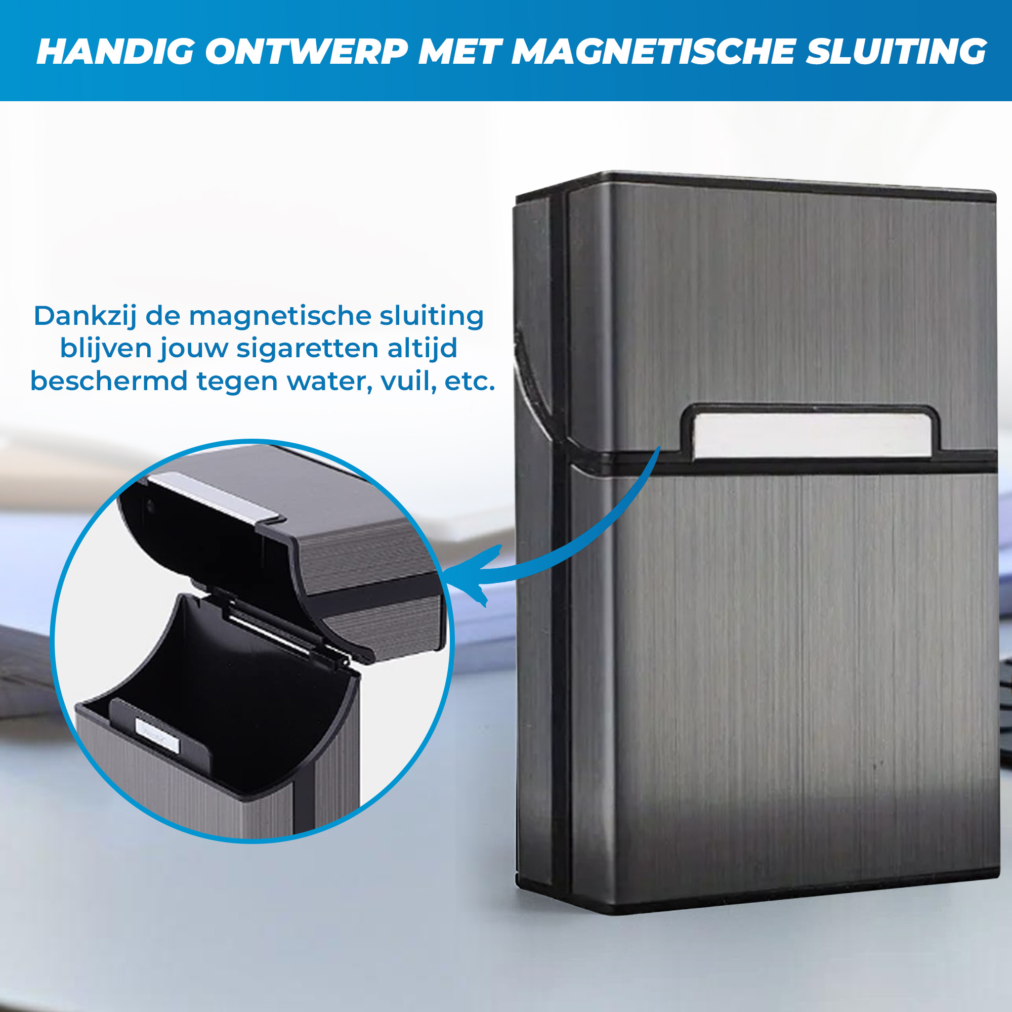 JVS Products Sigaretten Doosje - Sigarettenhouder - Sigarettenbox - Weerbestending - Aluminium - Metallic