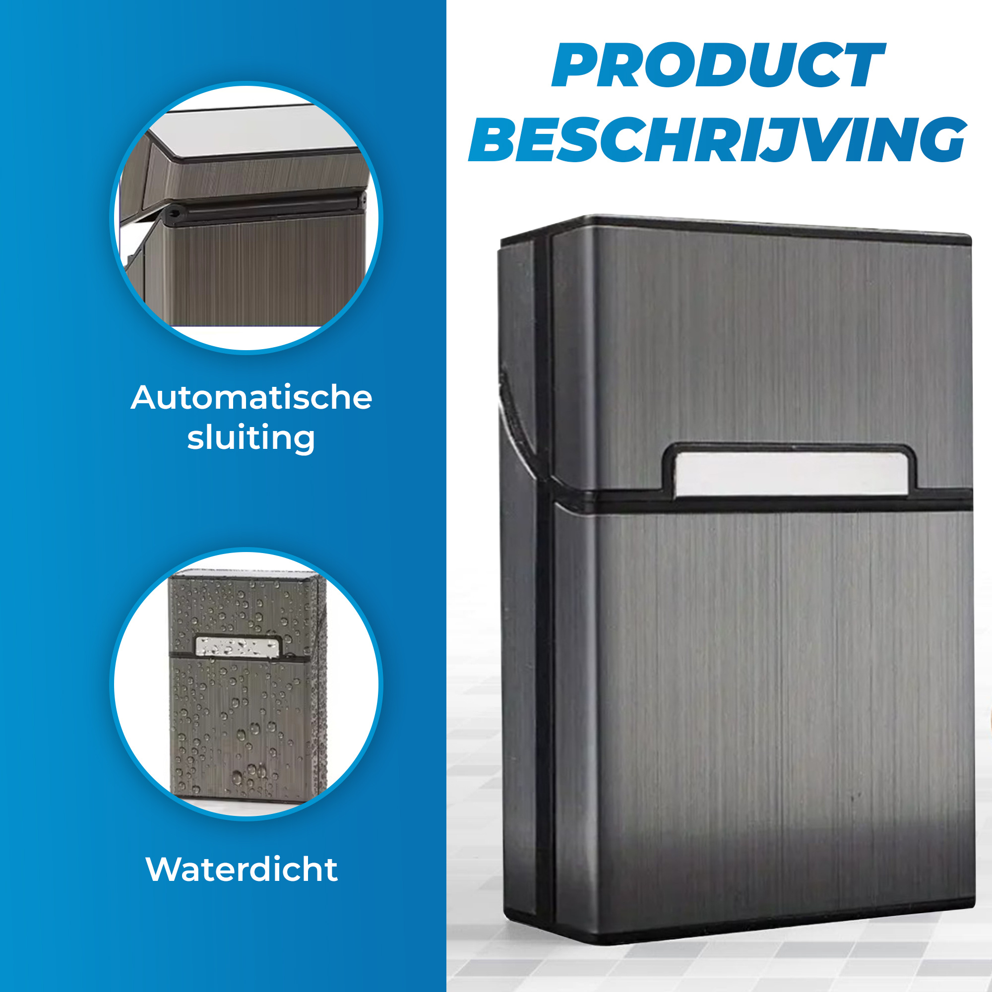 JVS Products Sigaretten Doosje - Sigarettenhouder - Sigarettenbox - Weerbestending - Aluminium - Metallic