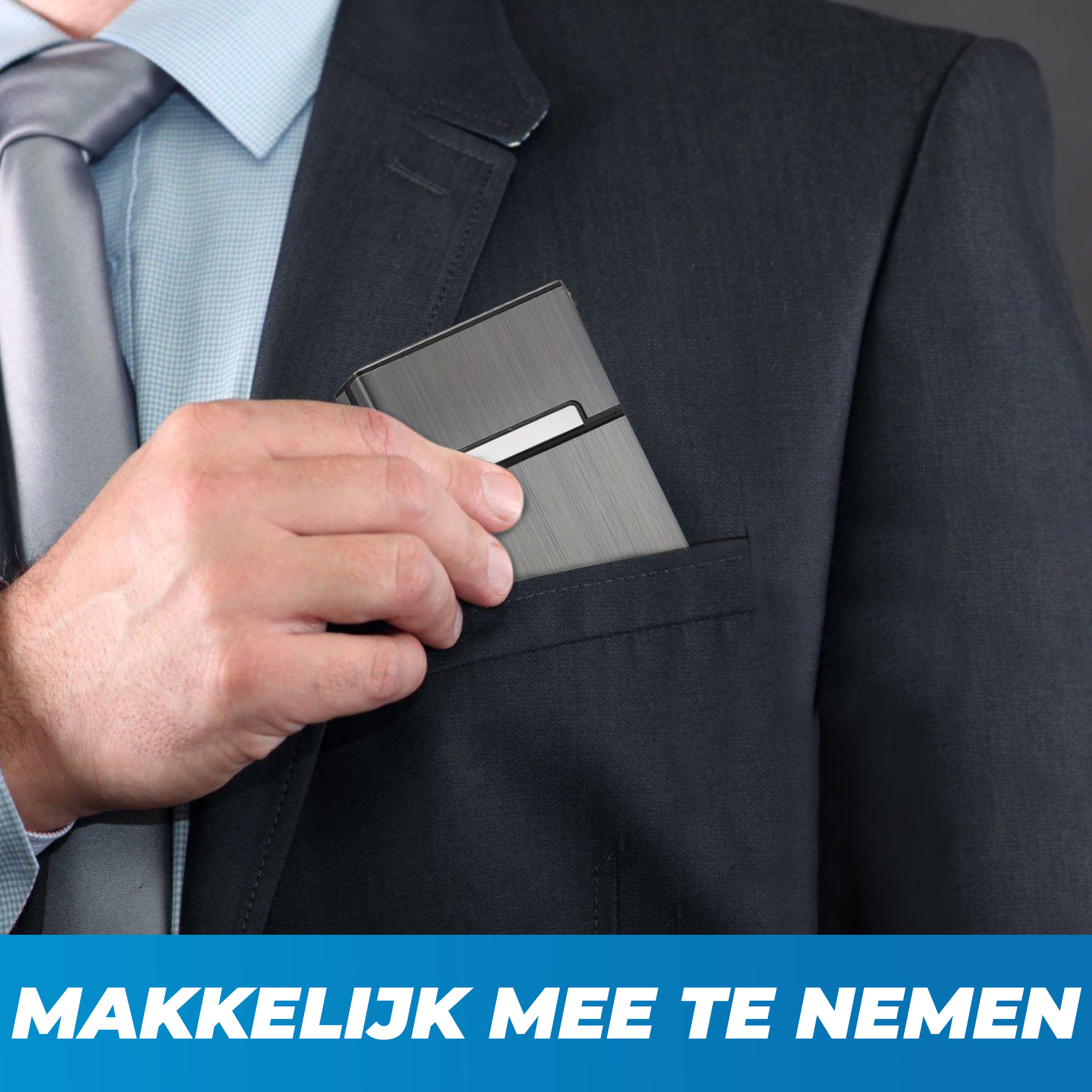 JVS Products Sigaretten Doosje - Sigarettenhouder - Sigarettenbox - Weerbestending - Aluminium - Metallic