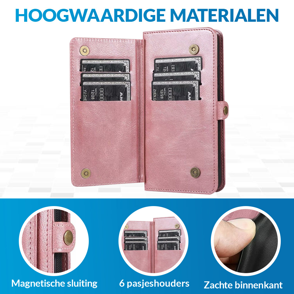 JVS Products Samsung Galaxy S25 Ultra hoesje - Bookcase - Afneembaar 2 in 1 - Backcover - Pasjeshouder - Portemonnee - Kunstleer - Rose Goud