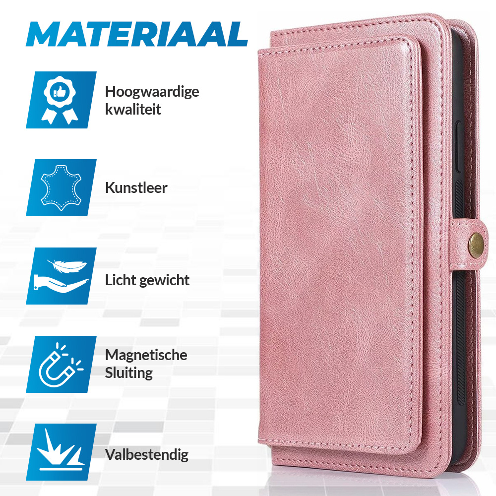 JVS Products Samsung Galaxy S25 Ultra hoesje - Bookcase - Afneembaar 2 in 1 - Backcover - Pasjeshouder - Portemonnee - Kunstleer - Rose Goud