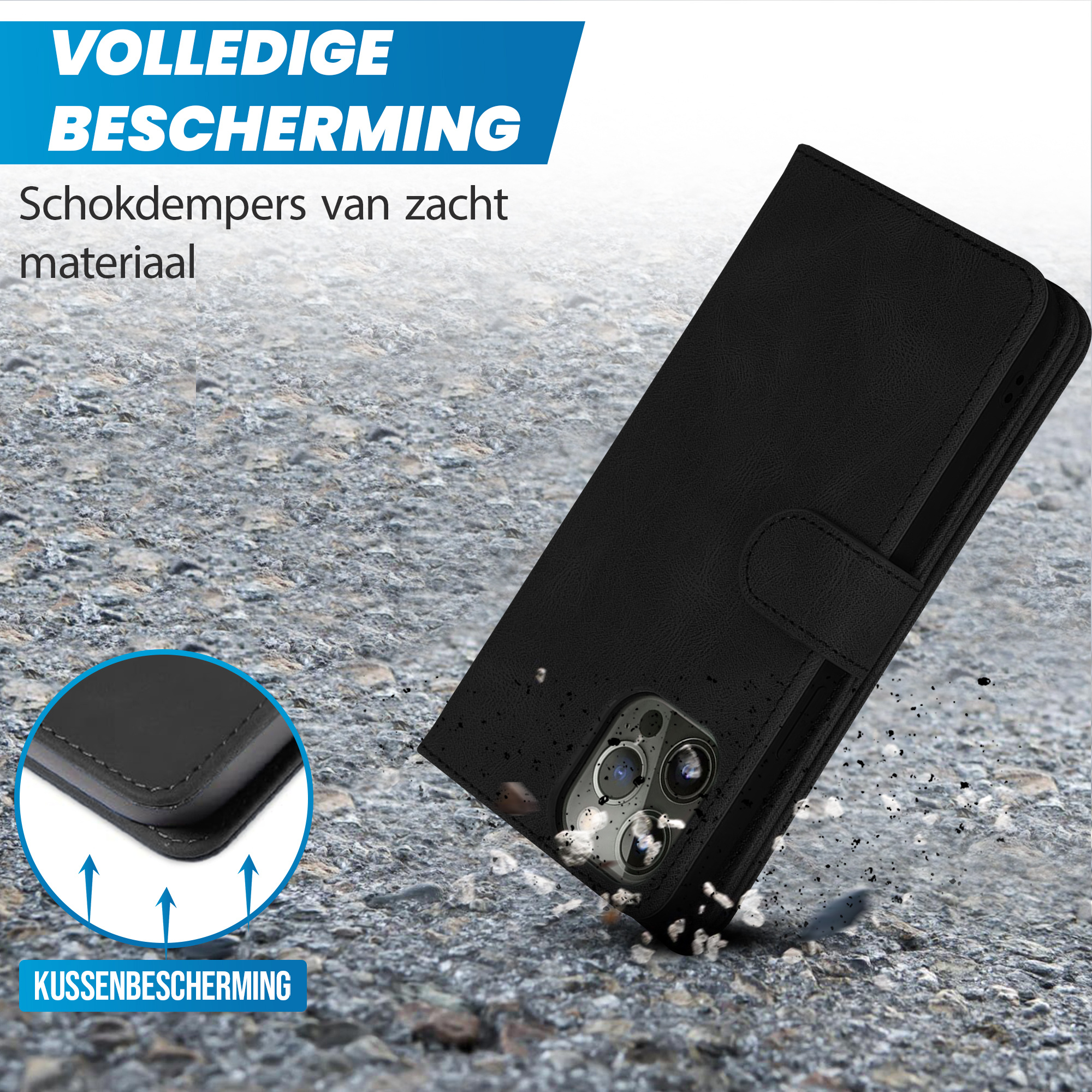 JVS Products Samsung Galaxy S25 Plus hoesje - Bookcase - Pasjeshouder - Portemonnee - Rits - Kunstleer - Zwart