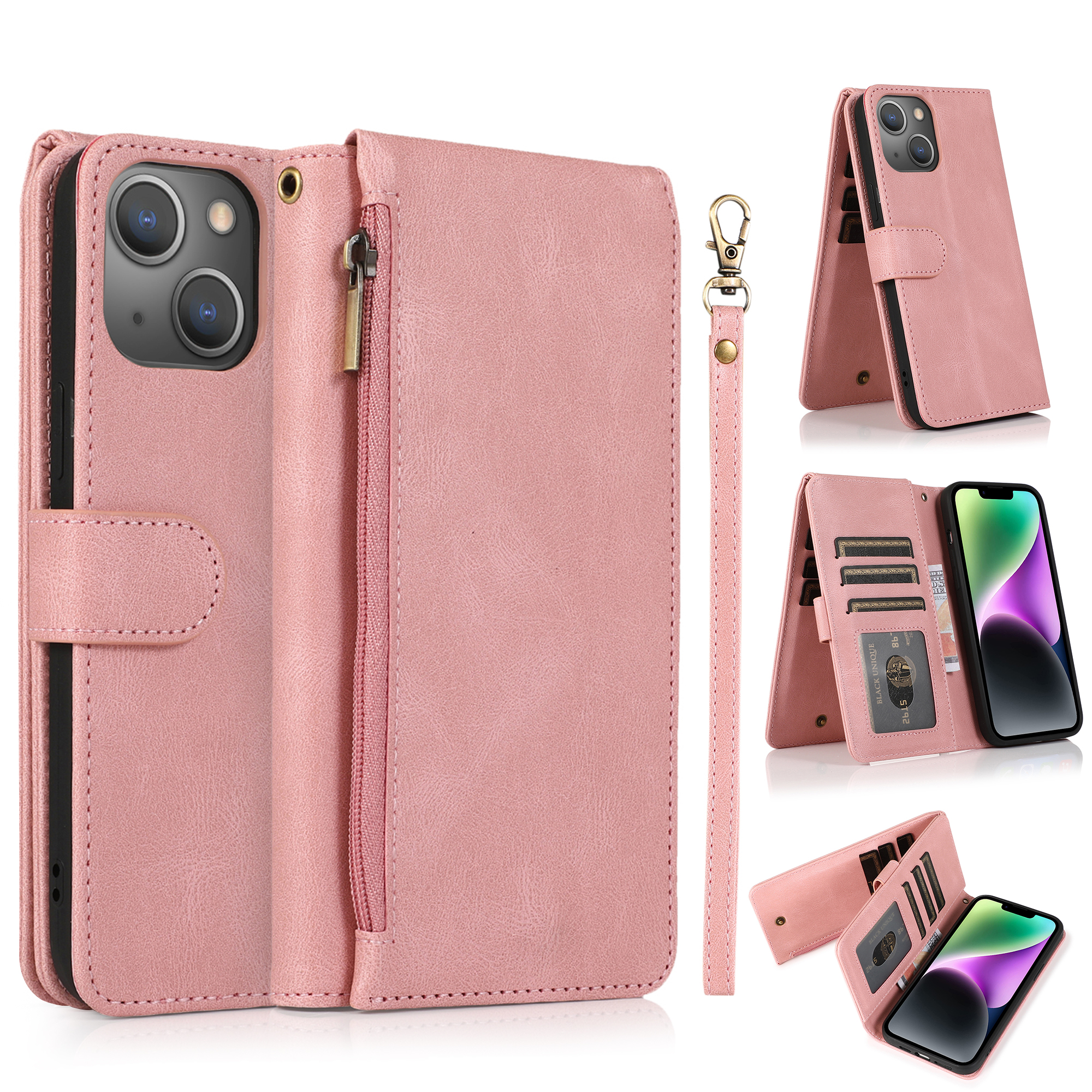 Samsung Galaxy S25 hoesje - Bookcase - Pasjeshouder - Portemonnee - Rits - Kunstleer - Rose Goud afbeelding