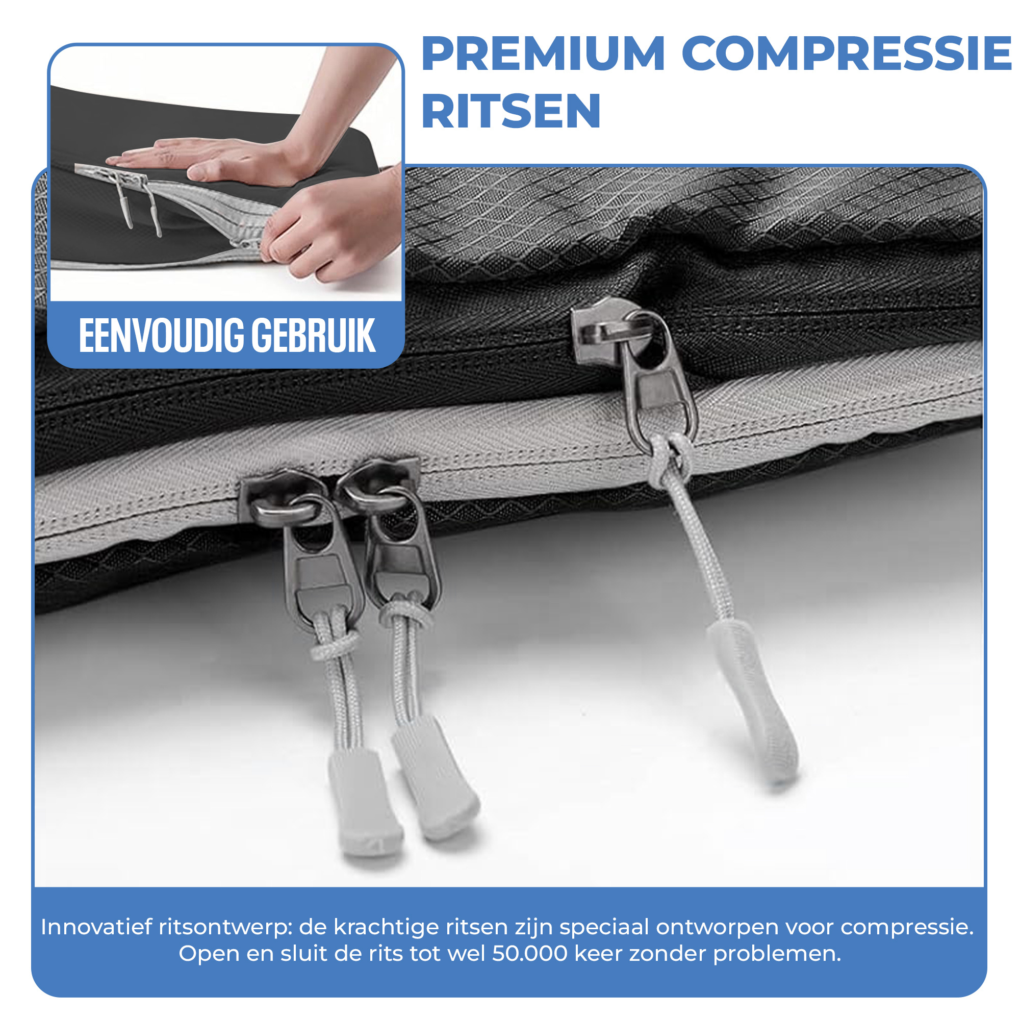 JVS Products Compression Cubes - Koffer Organizer Set - 8-delig - Kleding en Bagage Organizer - Compressie - Travel Cubes - Reis Accessoires - Voor Tassen en Backpacks - Zwart