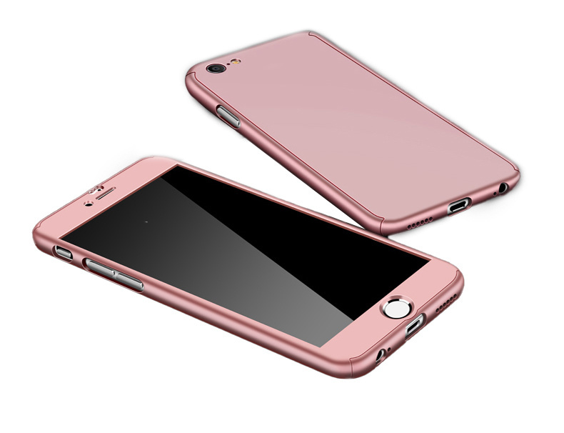 iPhone XS hoesje - Full body - 2 delig - Backcover - Kunststof - Rose Goud afbeelding