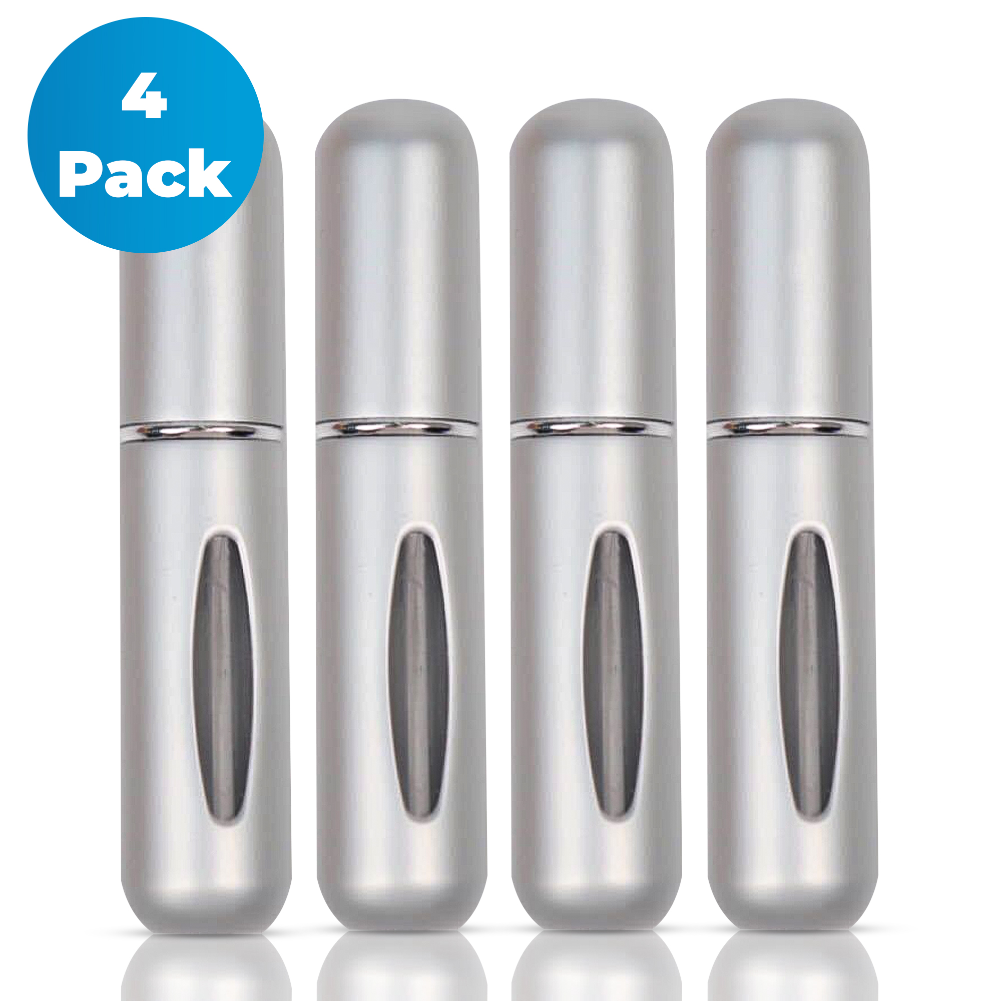 Mini Parfum Flesjes - 4-pack - Navulbaar - Reisflesjes - Parfumverstuiver - Mat Zilver afbeelding