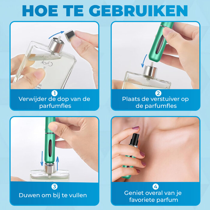 JVS Products Mini Parfum Flesje - Navulbaar - 5 ml - Reisflesje - Parfumverstuiver - Groen