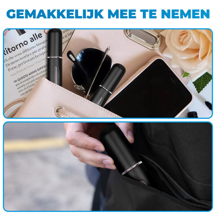 JVS Products Mini Parfum Flesje - Navulbaar - 5 ml - Reisflesje - Parfumverstuiver - Zwart