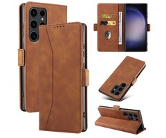 JVS Products Samsung Galaxy S25 Ultra hoesje - Bookcase - Pasjeshouder - Portemonnee - Kunstleer - Bruin