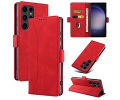 JVS Products Samsung Galaxy S22 Ultra hoesje - Bookcase - Pasjeshouder - Portemonnee - Kunstleer - Rood