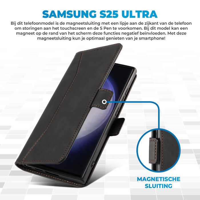 JVS Products Samsung Galaxy S25 Ultra hoesje - Bookcase - Pasjeshouder - Portemonnee - Kunstleer - Rood