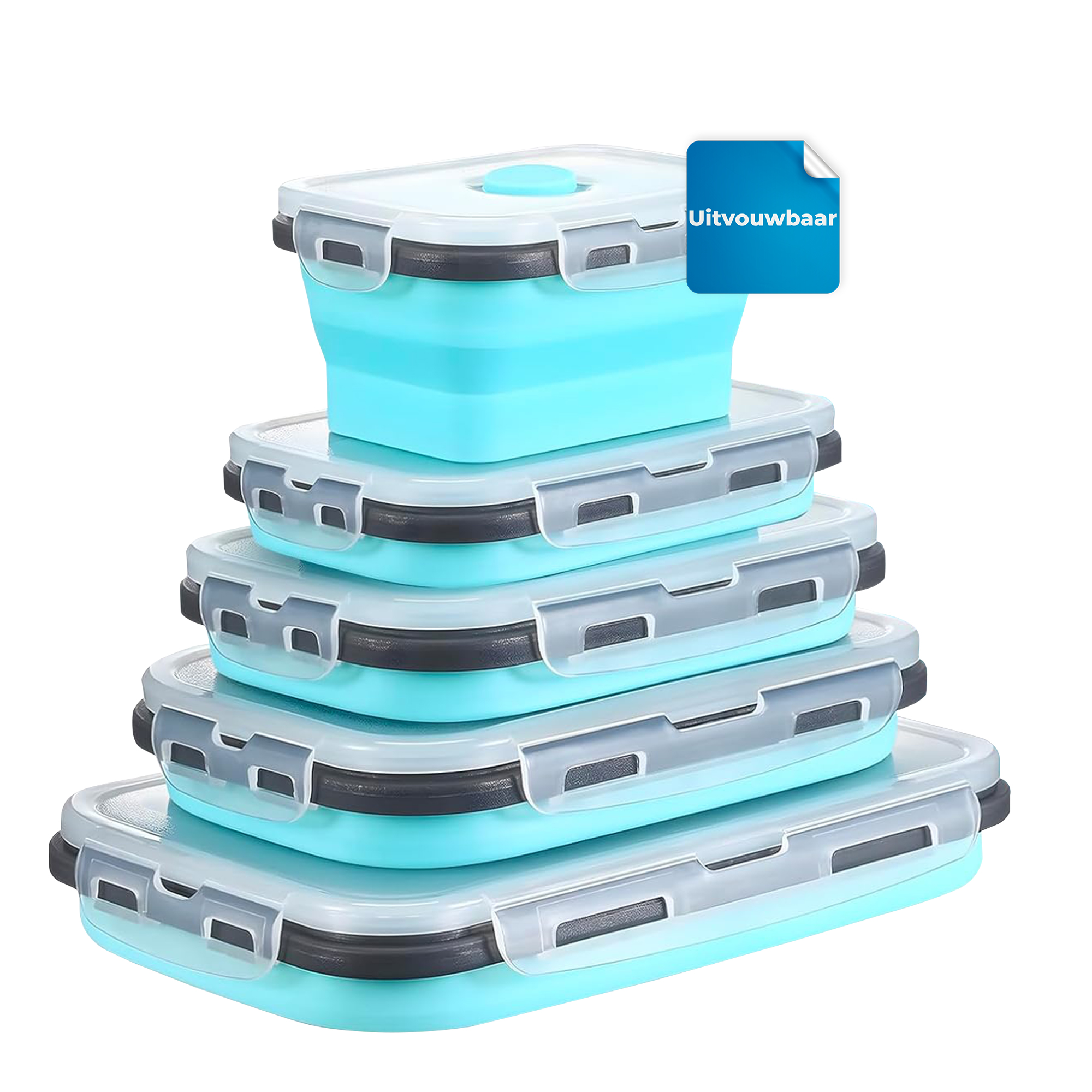 Vershoudbakjes - Meal Prep bakjes - Vershoudbakjes met deksel - Diepvriesbakjes - Lunchbox set - Magnetron bakjes met deksel - 4 compartimenten - Siliconen - 4 stuks afbeelding