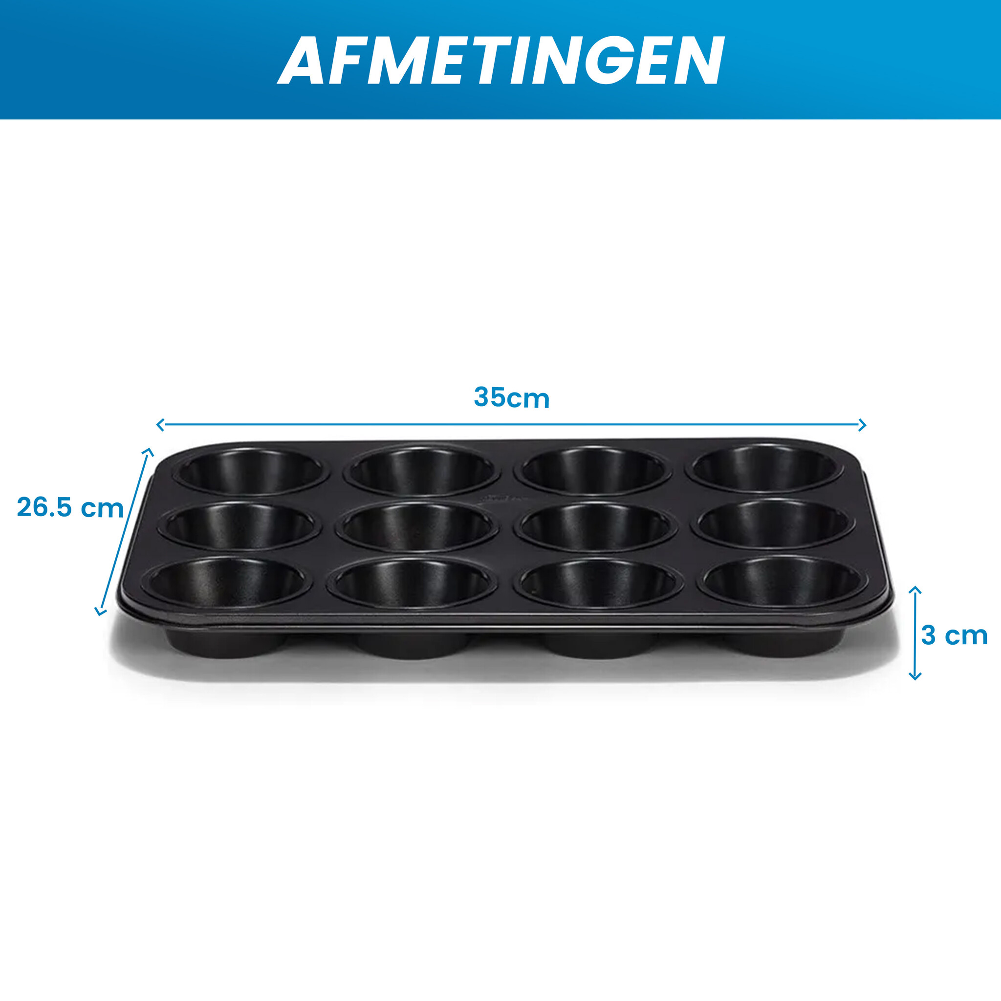 JVS Products Cupcake Tray - 3 Stuks - Inclusief 100 cupcake vormpjes - Muffin bakvormen - Cupcake bakvorm - Non-stick Coating - Opstapelbaar - Voor Muffins, Cupcakes, Mini-quiches - Zwart