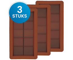 JVS Products Chocoladereep Vormen - 3 Delige Set - Siliconen - Chocoladevorm - Chocolade Mal - Bakvorm Chocolade - Chocolade tablet - Flexibel & BPA-vrij - Oven- en Vriezerbestendig - Herbruikbaar - Bruin