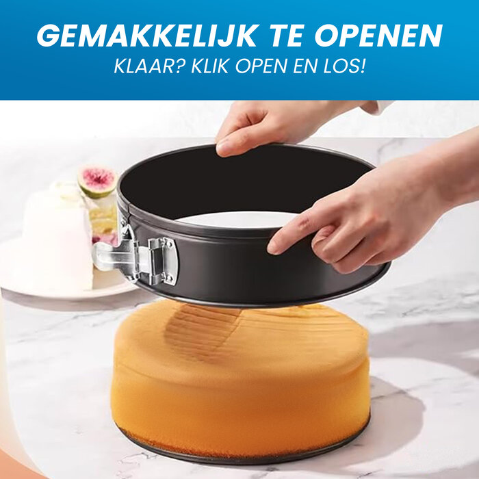 JVS Products Ronde bakvormen - 6 Delige Set - Taartvormen - Springvorm Set - Non-stick Coating - Ø12 t/m 28 cm - Losse Bodem - Stapelbaar - Voor Cake, Taart, Quiche - Zwart