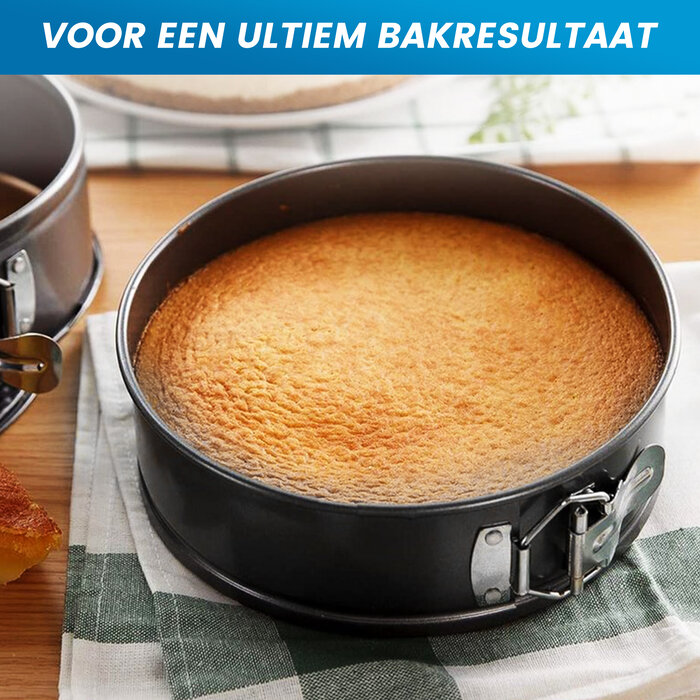 JVS Products Ronde bakvormen - 6 Delige Set - Taartvormen - Springvorm Set - Non-stick Coating - Ø12 t/m 28 cm - Losse Bodem - Stapelbaar - Voor Cake, Taart, Quiche - Zwart