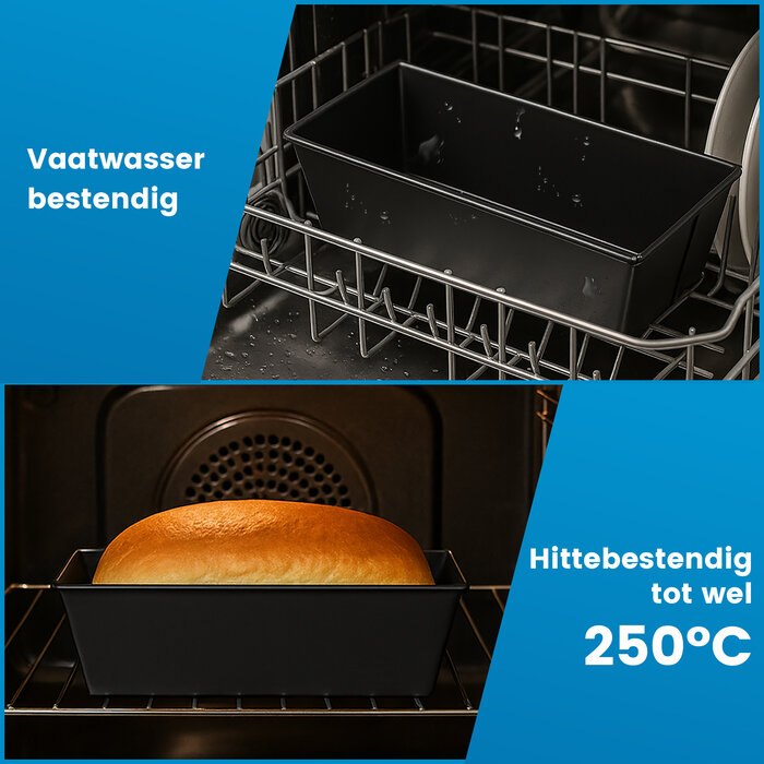 JVS Products Cakevormen - 4 Delige Set - Cakeblik Bakvorm - Broodvormen - Non-Stick Coating - Afmetingen 21 t/m 35 cm - Stapelbaar - Duurzaam bakblik - Ovenbestendig - Zwart