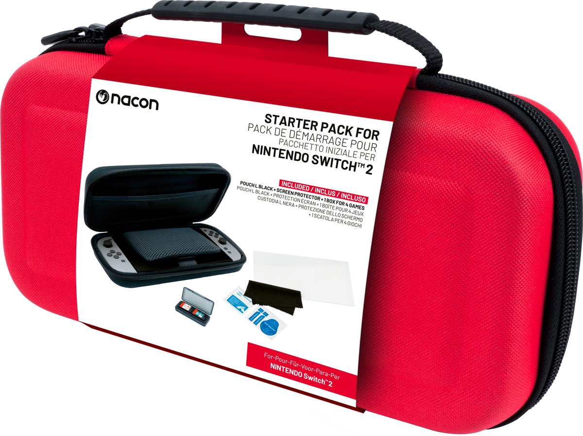 Nacon Nintendo Switch 2 Starter Pack + Screenprotector + Gamecardhoes (Rood) afbeelding