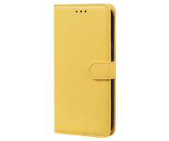 JVS Products iPhone 16e hoesje - Bookcase - Koord - Pasjeshouder - Portemonnee - Camerabescherming - Kunstleer - Geel