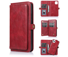 JVS Products iPhone 16e hoesje - Bookcase - Afneembaar 2 in 1 - Backcover - Pasjeshouder - Portemonnee - Kunstleer - Rood