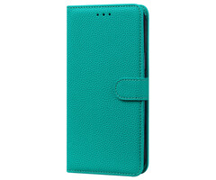 JVS Products iPhone 16e hoesje - Bookcase - Koord - Pasjeshouder - Portemonnee - Camerabescherming - Kunstleer - Cyaan