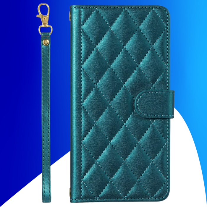 JVS Products iPhone 16e hoesje - Bookcase - Pasjeshouder - Koord - Kunstleer - Groen