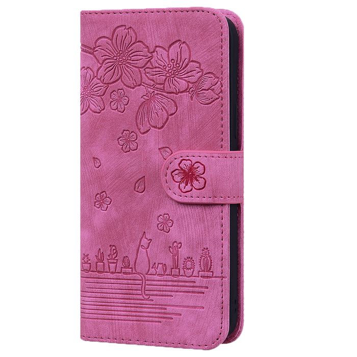 JVS Products iPhone 16e hoesje - Bookcase - Koord - Pasjeshouder - Portemonnee - Camerabescherming - Bloemenpatroon - Kunstleer - Roze