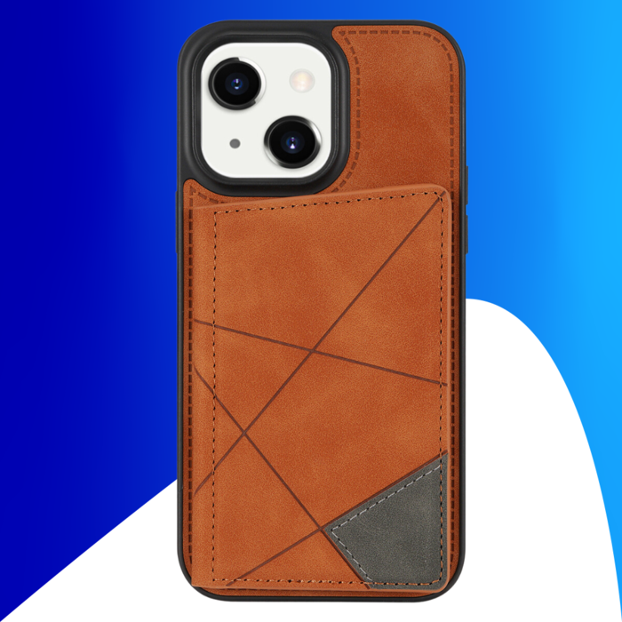 JVS Products iPhone 16e hoesje - Backcover - Pasjeshouder - Portemonnee - Camerabescherming - Stijlvol patroon - TPU - Oranje