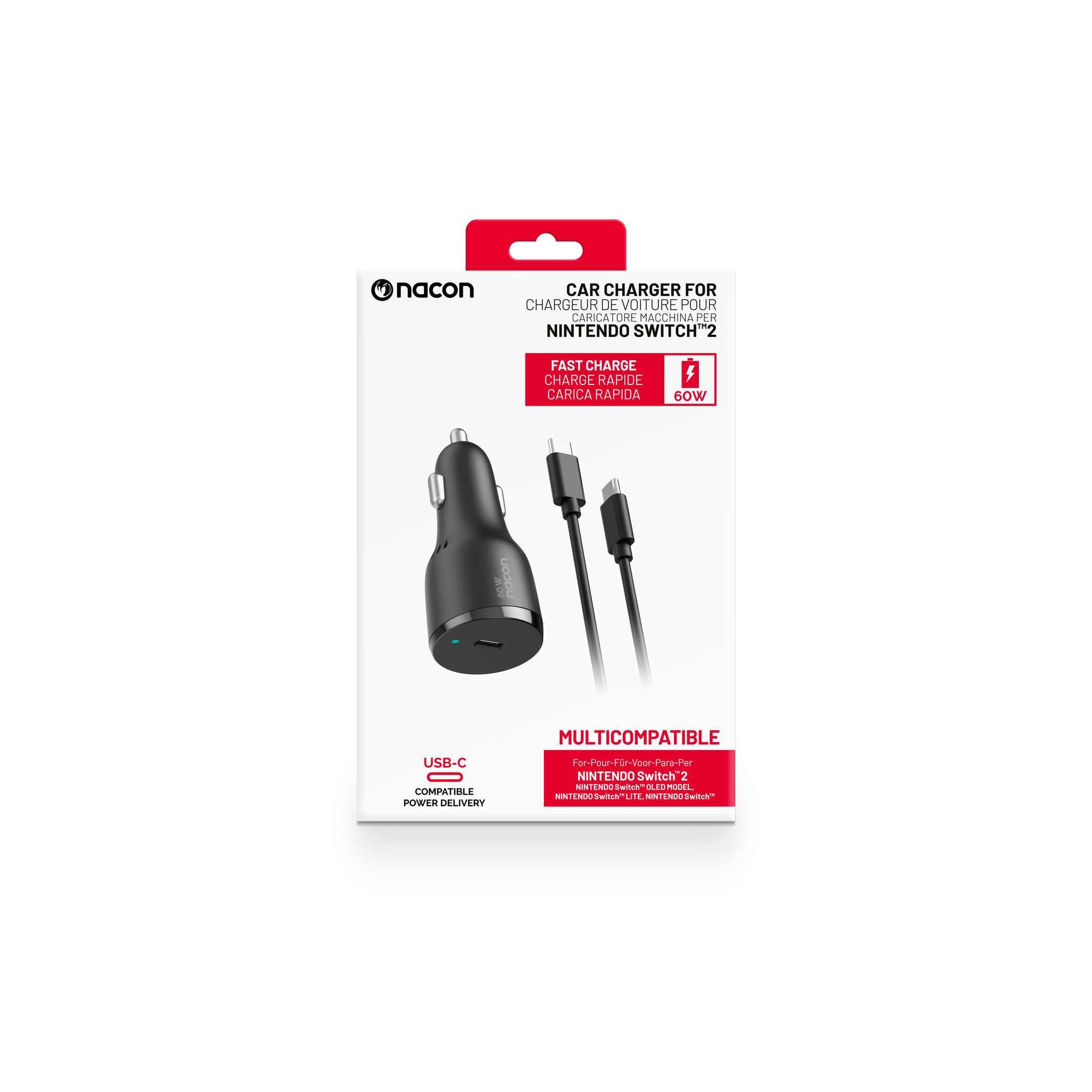 Nacon Nacon Nintendo Switch 2 Auto Oplader 60W