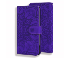 JVS Products iPhone 17 Pro hoesje - Bookcase - Pasjeshouder - Portemonnee - Mandalapatroon - Kunstleer - Paars