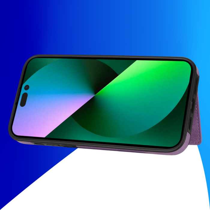 JVS Products iPhone 17 Pro hoesje - Backcover - Pasjeshouder - Portemonnee - Camerabescherming - Stijlvol patroon - TPU - Paars