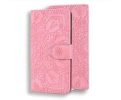JVS Products iPhone 17 Pro hoesje - Bookcase - Pasjeshouder - Portemonnee - Mandalapatroon - Kunstleer - Roze
