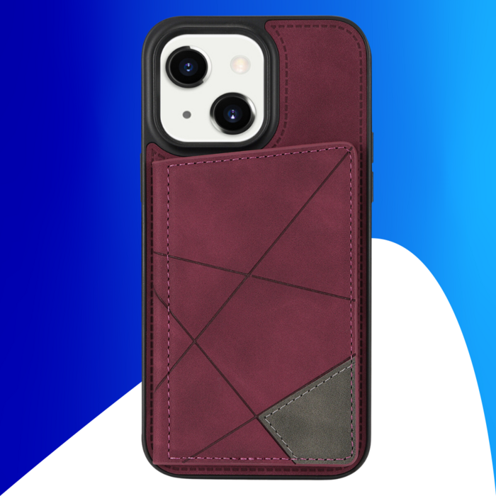 JVS Products iPhone 17 Pro hoesje - Backcover - Pasjeshouder - Portemonnee - Camerabescherming - Stijlvol patroon - TPU - Bordeaux Rood