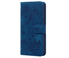 JVS Products iPhone 17 Pro hoesje - Bookcase - Koord - Pasjeshouder - Portemonnee - Camerabescherming - Bloemenpatroon - Kunstleer - Blauw