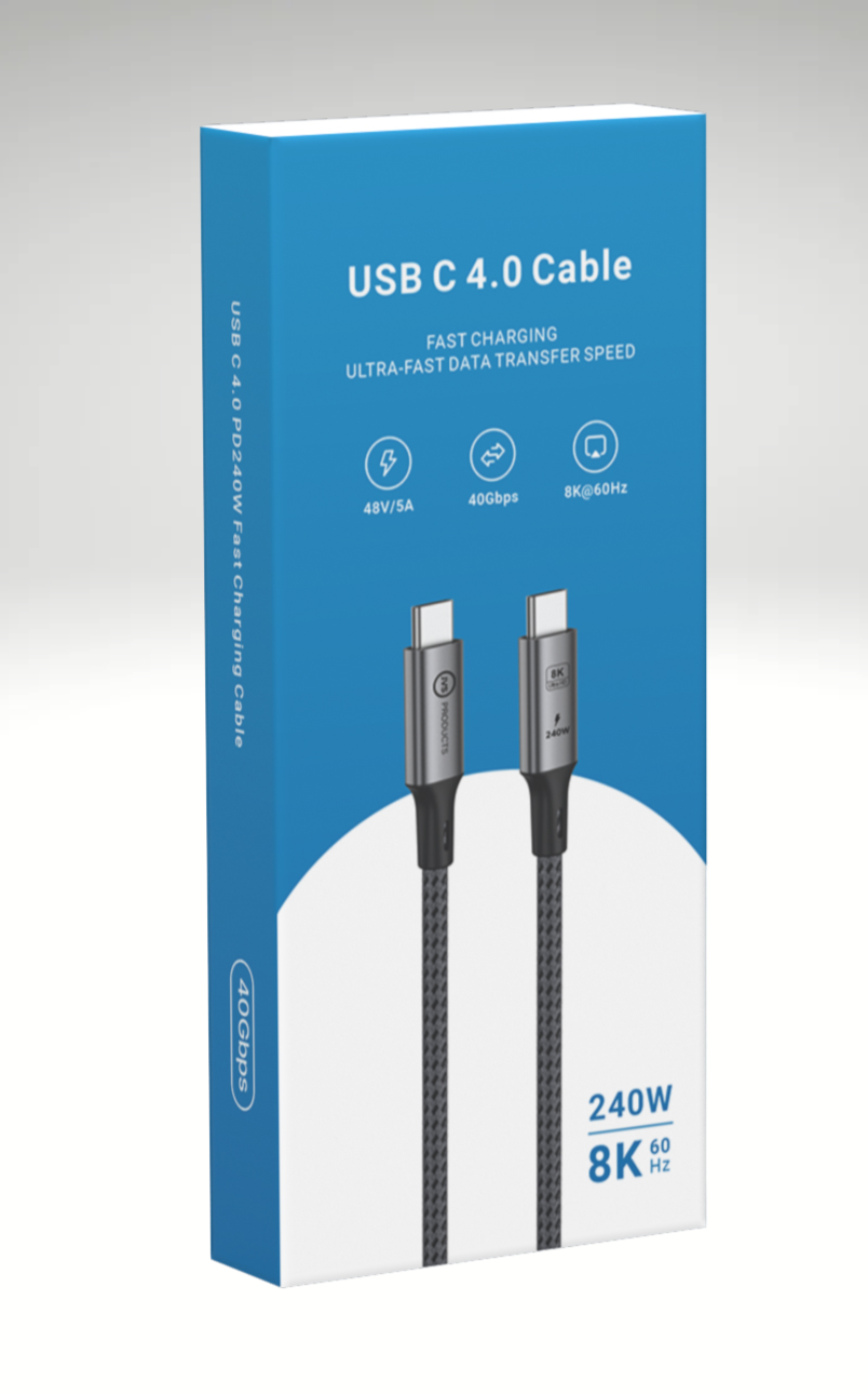JVS Products USB-C naar USB-C Kabel - 100 CM - 240W Snelladen - Oplaadkabel - Laadkabel - USB 4.0 - 40Gbps - Datakabel - 8K/60Hz en 4K/120Hz - PD Gen 3.1 - Nylon - Zwart