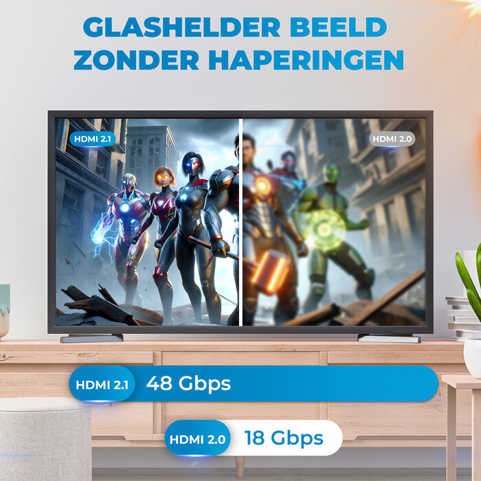 JVS Products HDMI 2.1 Kabel - 200 CM - 8K/60Hz & 4K/120Hz - 48 Gbps - HDMI naar HDMI - Gevlochten Nylon - Kittenbandsluiting - Geschikt voor TV, Monitor, Gaming Consoles Etc. - Zwart