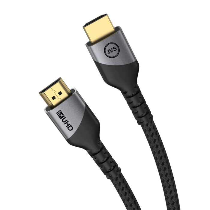 JVS Products HDMI 2.1 Kabel - 100 CM - 8K/60Hz & 4K/120Hz - 48 Gbps - HDMI naar HDMI - Gevlochten Nylon - Kittenbandsluiting - Geschikt voor TV, Monitor, Gaming Consoles Etc. - Zwart