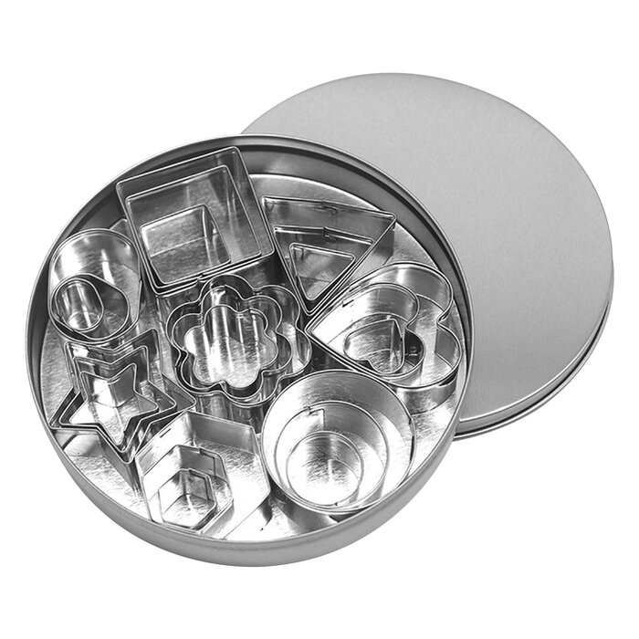 JVS Products Uitsteekvormpjes set - Koekvormpjes - RVS - 24 stuks - Zilver